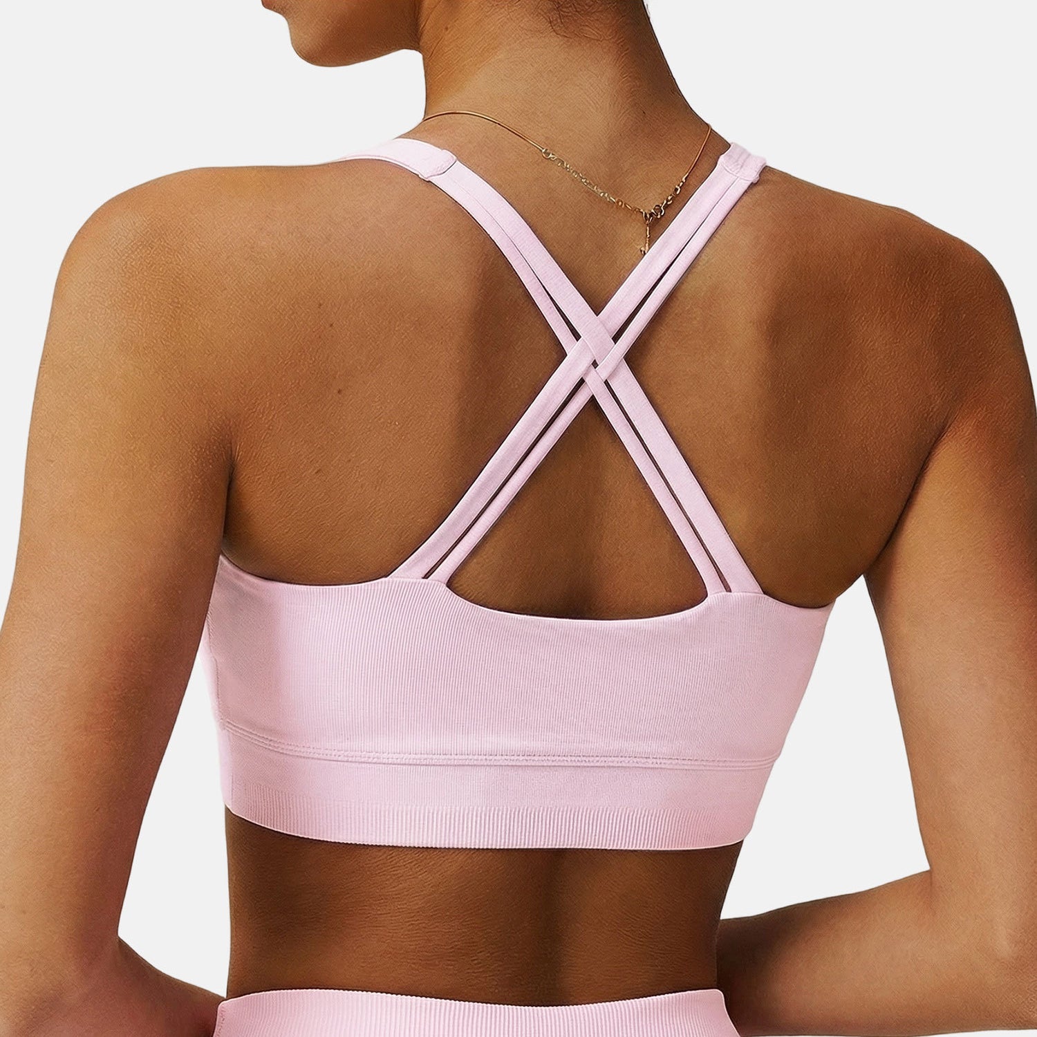 U-Shaped Neckline Yoga Tank Tops Criss Cross Back Sports Bra