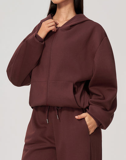 Long Sleeve Full Zip Casual Hooded with Pockets