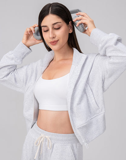 Sports Long Sleeve Hooded Loose Coat Casual Cropped Top