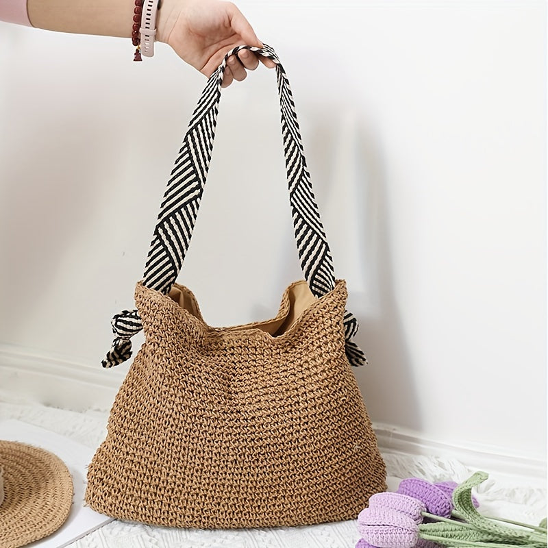 Large Capacity Paper Straw Beach Tote Bag