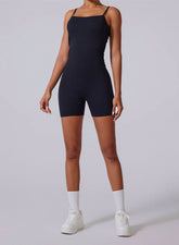 Sleeveless Deep V Back Short Sports Jumpsuit