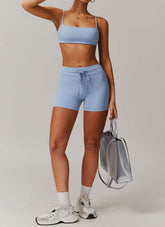 Sports Sets with Thin Strap Bra and Tight Shorts