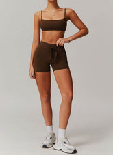 Sports Sets with Thin Strap Bra and Tight Shorts