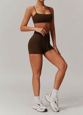 Sports Sets with Thin Strap Bra and Tight Shorts