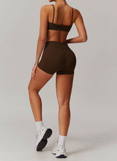 Sports Sets with Thin Strap Bra and Tight Shorts