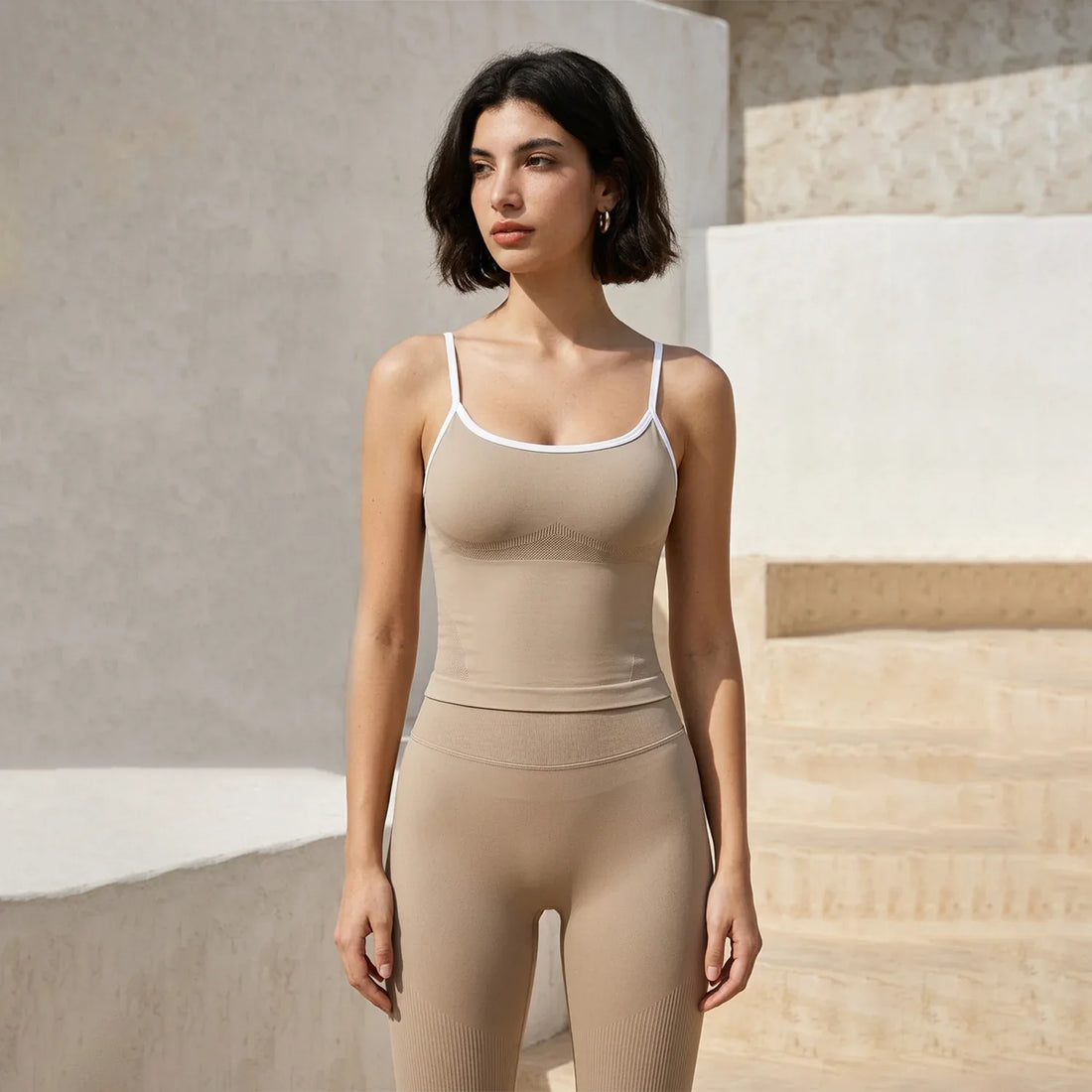 Color Block Sports Tank Top with Built in Bra -