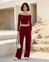 Activewear Set with Off-Shoulder Top and Sweatpant -