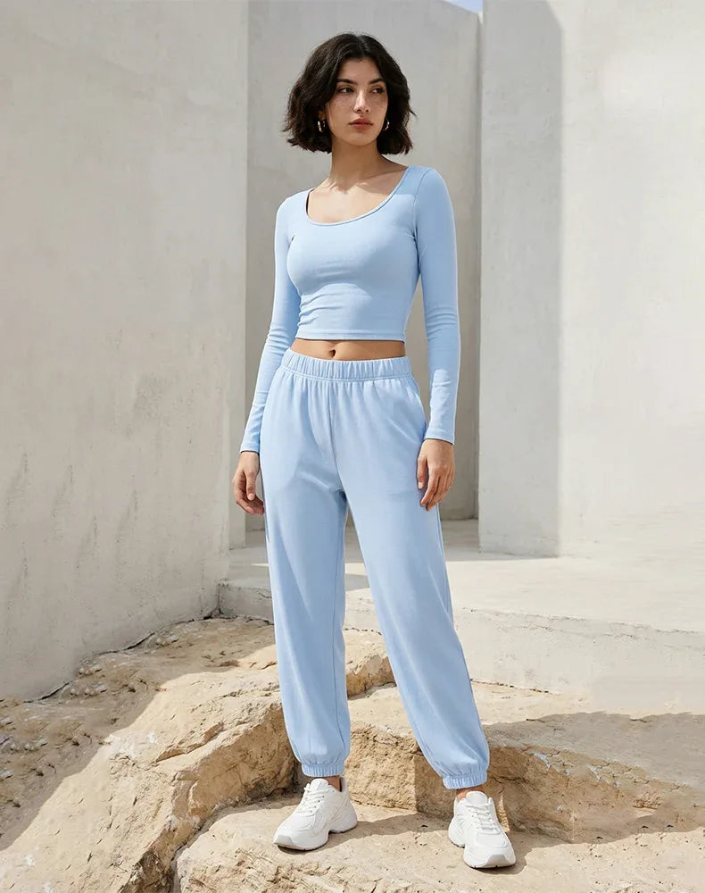 Activewear Set with U-Shaped Back Top and Sweatpant -