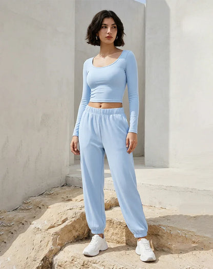Activewear Set with U-Shaped Back Top and Sweatpant -