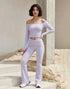 Activewear Set with Off-Shoulder Top and Flare Pant -