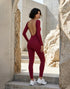 Long Sleeve Backless Workout Jumpsuit One Piece Bodysuit -