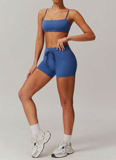 Sports Sets with Thin Strap Bra and Tight Shorts