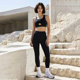 White Polka Dot Black High Waist Leggings Yoga Pants -