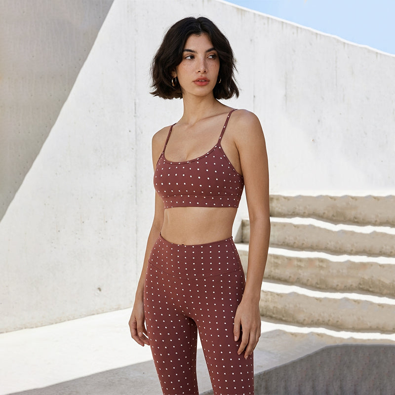 Silver Polka Dot Sports Bra with Removable Bra Pads