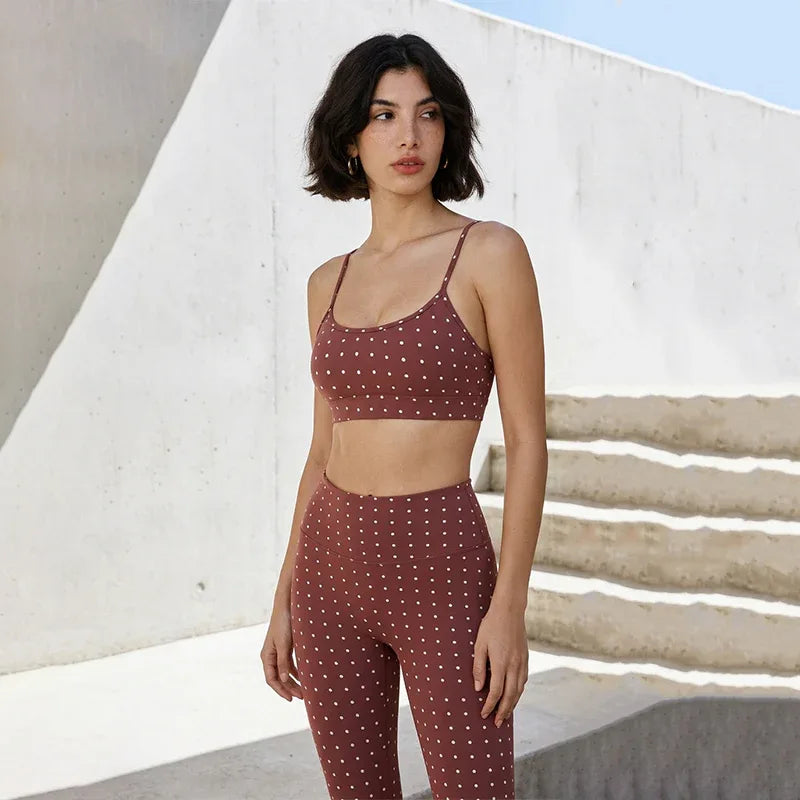 Silver Polka Dot Sports Bra with Removable Bra Pads -