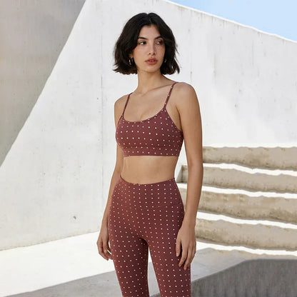 Silver Polka Dot Sports Bra with Removable Bra Pads -