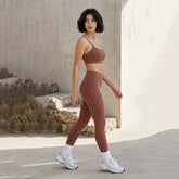 Silver Polka Dot Activewear Sets with Sports Bra and Legging -