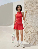 Tennis Sets with Polo Sleeveless Golf Shirt and Skirt -