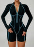 Three Dimensional Line Sports Backless Short Jumpsuit