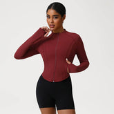 Full Zip UP Athletic Cropped Jacket with Thumb Holes