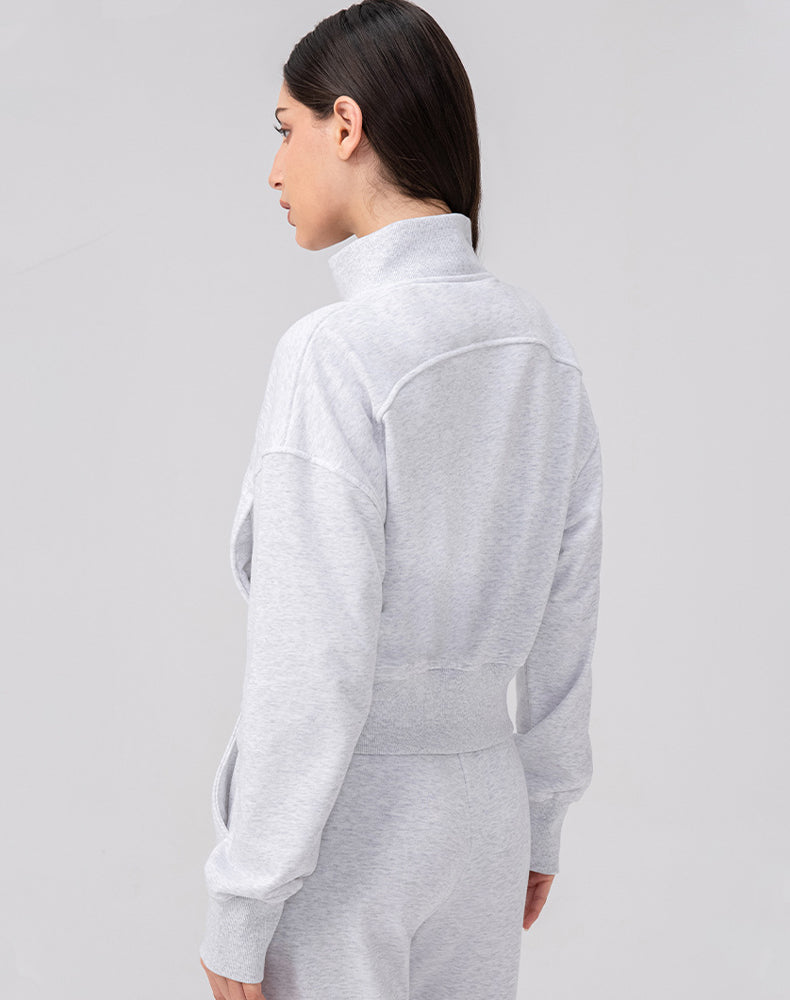 Sports Long Sleeve Hooded Loose Coat Casual Cropped Top
