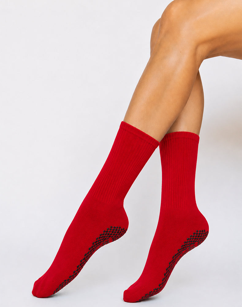 Pilates Yoga Crew Socks with Non Slip Grippers