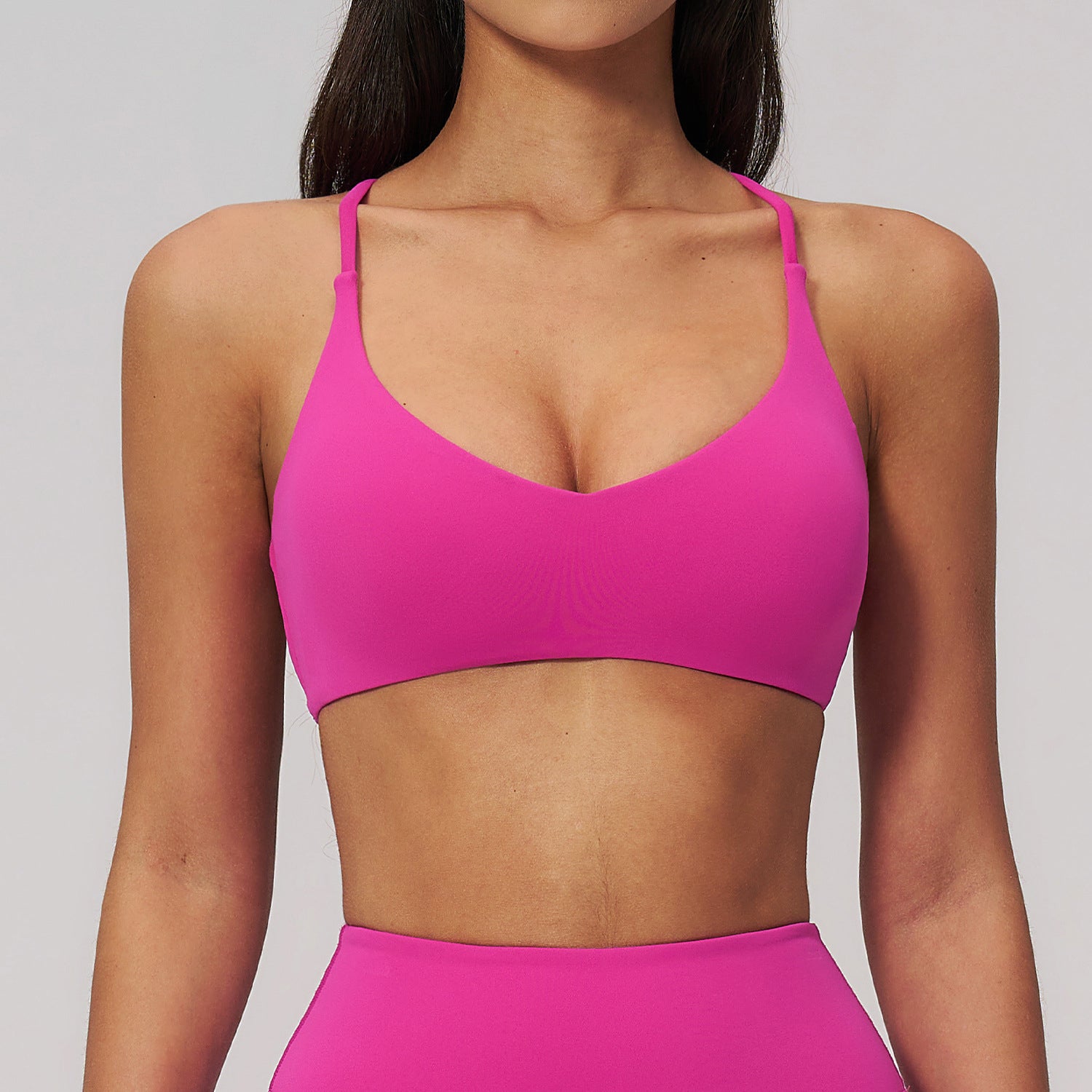 Spaghetti Straps Cross Back Sports Bra