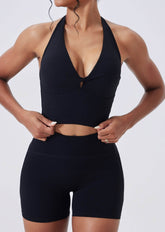 Twisted Cutout Fitness Crop Tank Tops