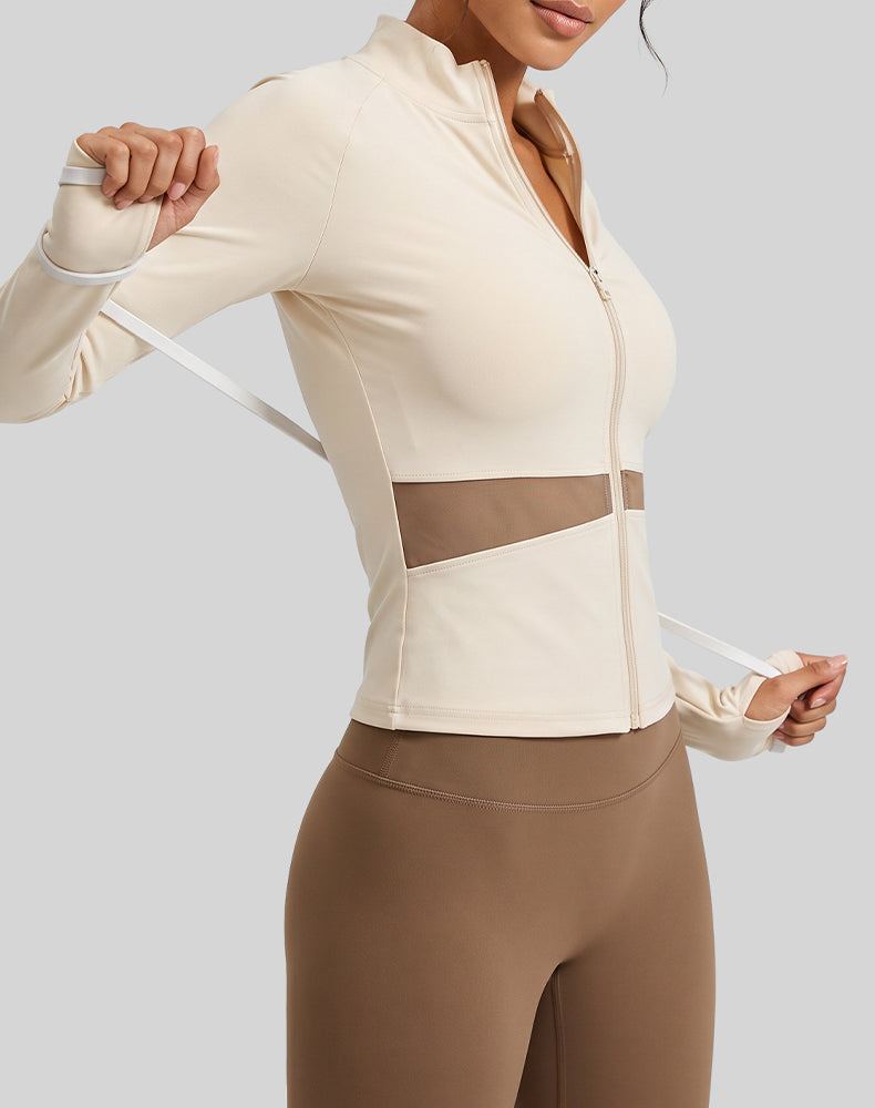Colorblock Zip Up Athletic Jacket