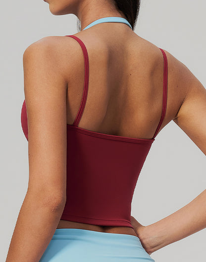 Faux Two Piece Color Block Yoga Tank Tops