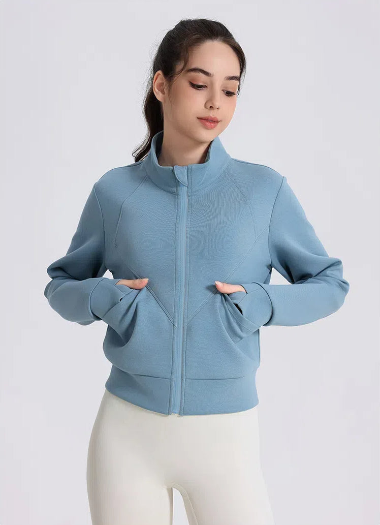 Windproof Collar Yoga Jacket With Zipper