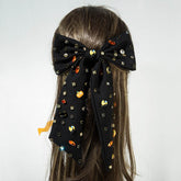 Large Black Halloween Hair Bows Spooky Hair Clips