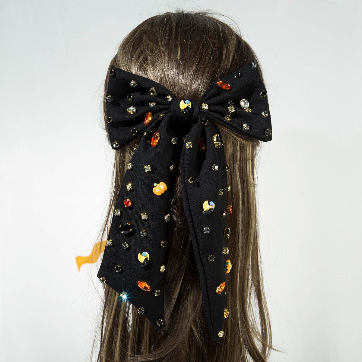 Large Black Halloween Hair Bows Spooky Hair Clips