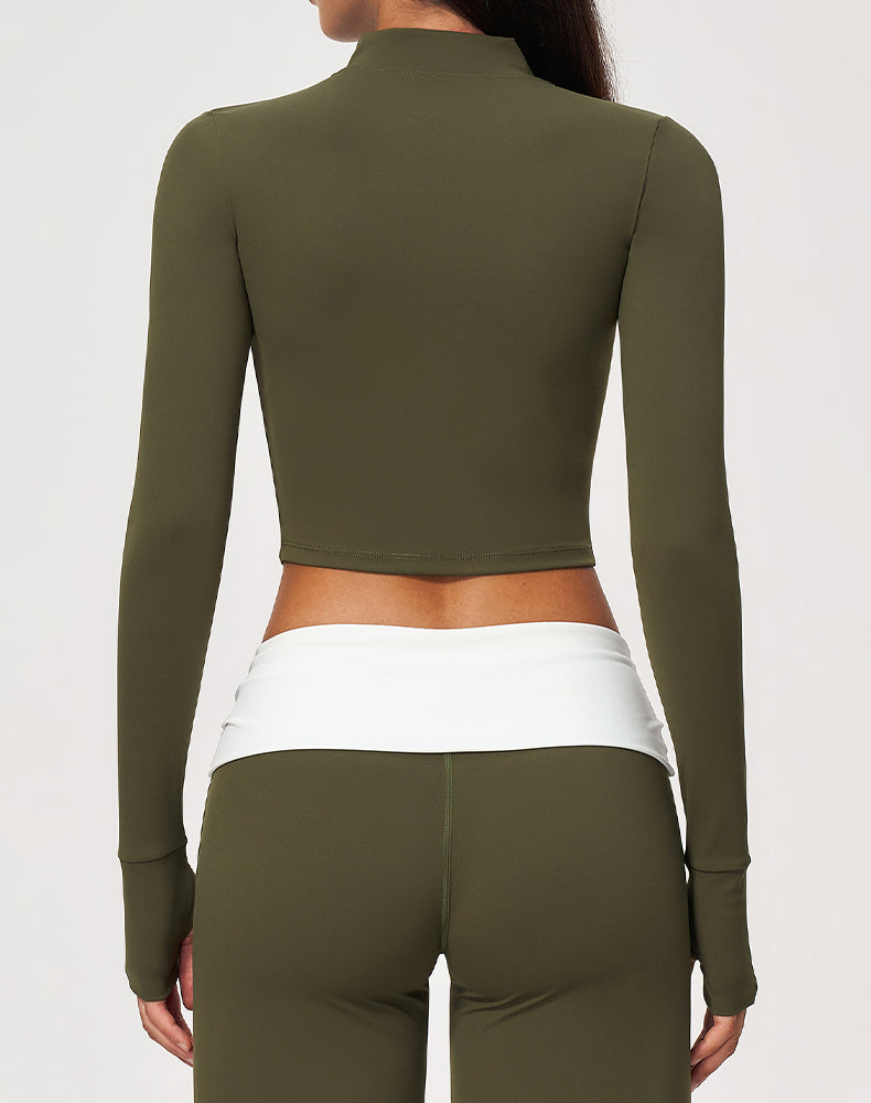 Full Zip Running Slim Fit Cropped Jacket