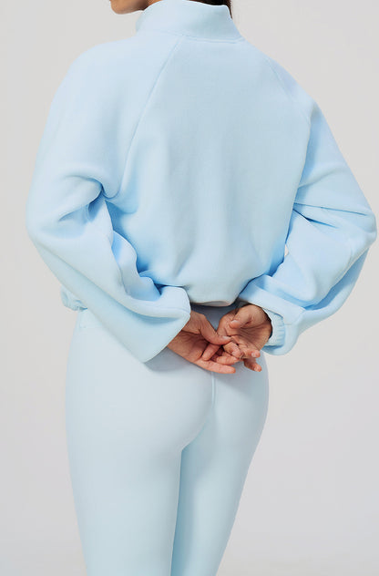 Winter Polar Fleece Jacket with Contrast Zippered Pockets