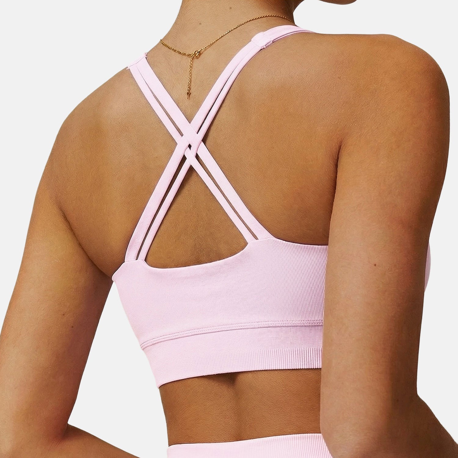 U-Shaped Neckline Yoga Tank Tops Criss Cross Back Sports Bra