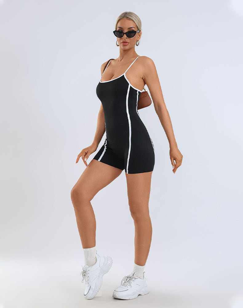 Adjustable Strap Romper Tummy Control Shorts Jumpsuit