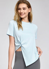 Irregular Slit Short Sleeve Yoga T-Shirts
