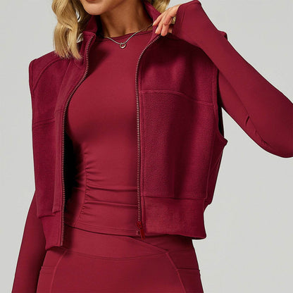Fleece Coat Vest Outerwear Warm Sleeveless Zip Jackets