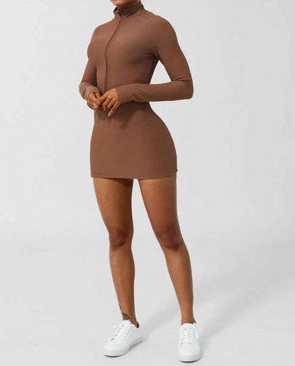 Skinny Long Sleeve Yoga Short Length Dress | Stylish and Comfortable