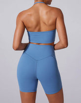 Halter Sports Tank Crop Tops with Removable Bra Pad