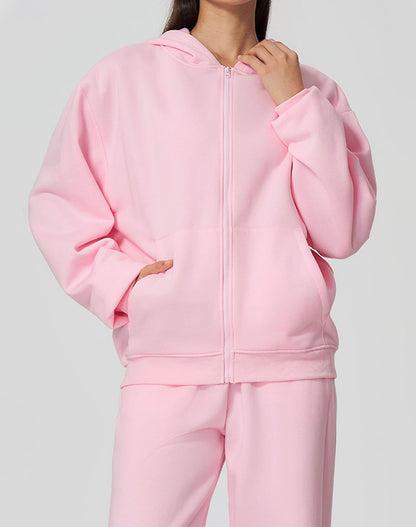 Long Sleeve Full Zip Casual Hooded with Pockets