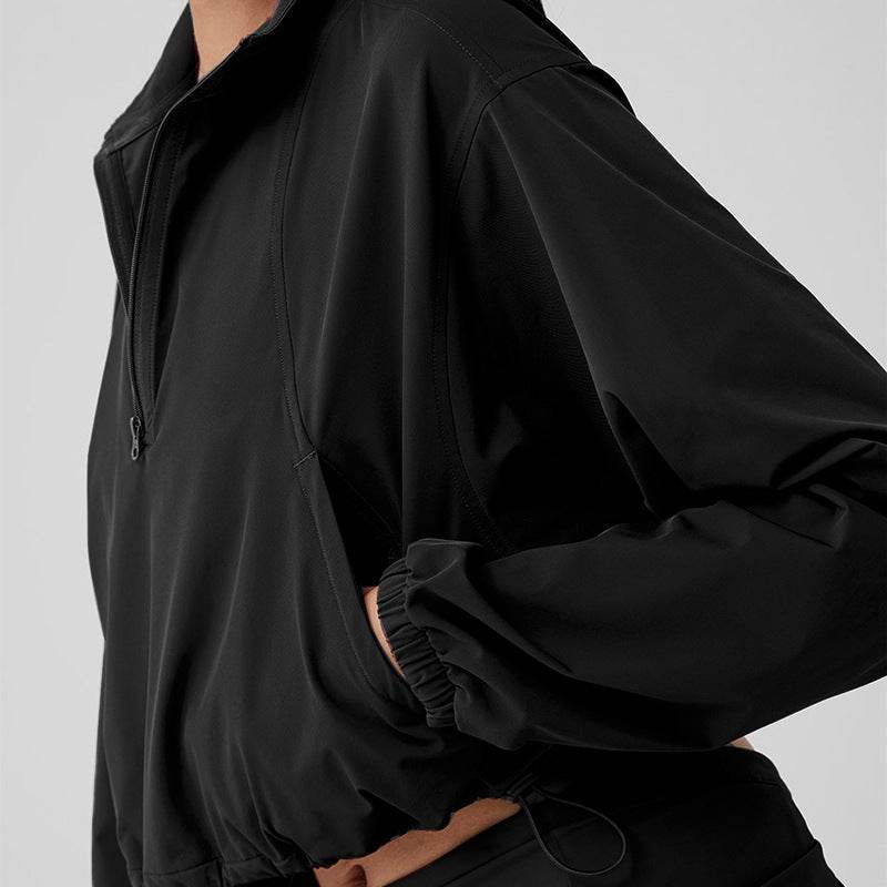 Half Zip Long Sleeve Sport Crop Sweatshirt