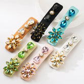 Rhinestone Metal Snap Hair Clips Crystal Hair Barrettes