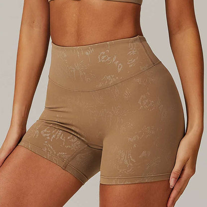 High Waist Yoga Short | Gold Blocking Pattern for a Stylish Workout