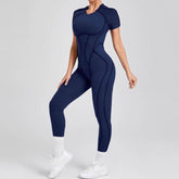 Short Sleeve Backless Yoga Jumpsuits