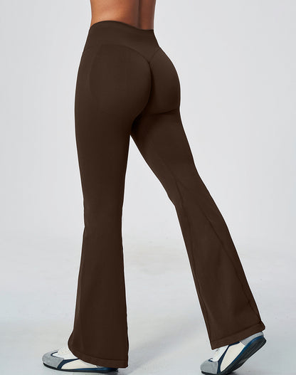 Ribbed High Waisted Seamless Workout Flare Pants