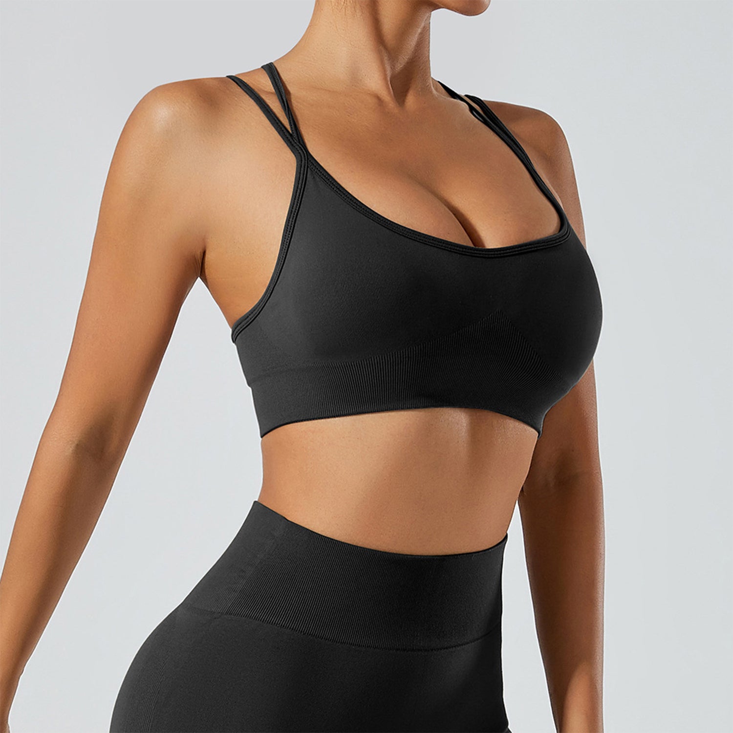Strappy Adjustable Criss Cross Sports Bra Yoga Crop Tops