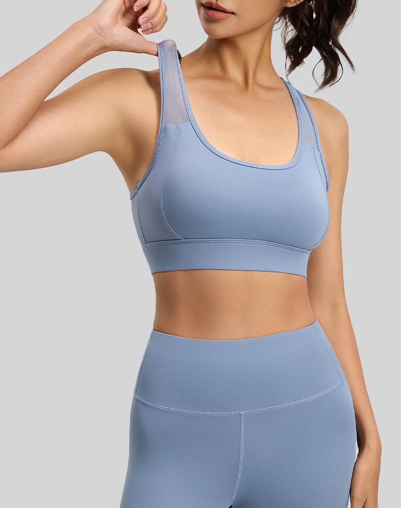 Mesh Racerback Sports Bras with Built in Bra