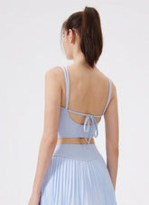 Double Strap Back Butterfly Lace Up Tank Tops with Chest Pad